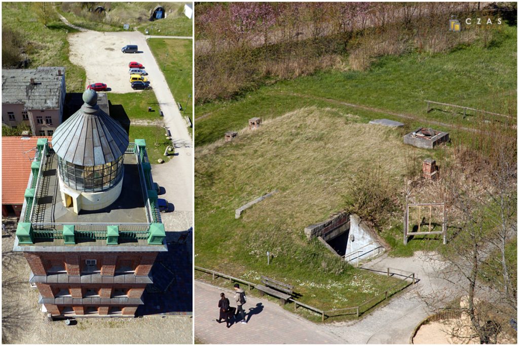 Widoki z góry: Schinkelturm oraz jeden z bunkrów
