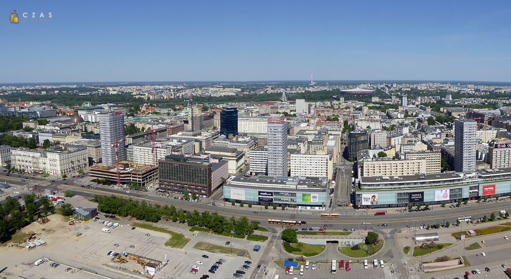 Panorama Warszawy z tarasu widokowego Pałacu Kultury i Nauki