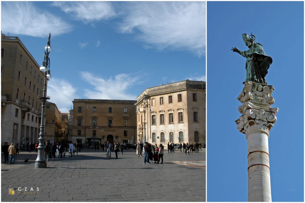 Północna część Piazza Sant'Oronzo / Św. Oronzo spogląda ze szczytu kolumny :)
