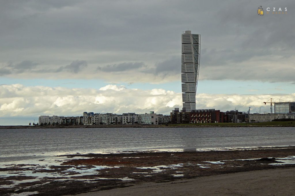 Widok z plaży Ribersborg na Västra Hamnen