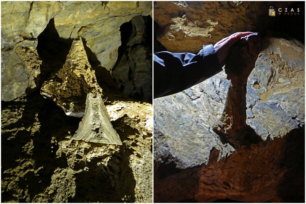 Przekrój przez stalagmit raftowy / Stalagmit "św. Antoni"