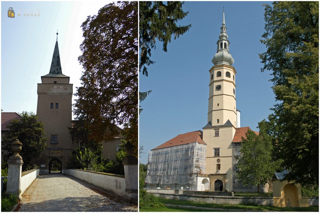 Niepozorne wejście do zamkowego parku / Zamek Tovačov w całej okazałości