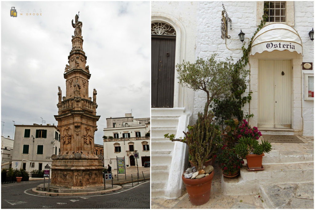 Kolumna z patronem miasta - św. Oronzo / Jedna z uliczek Ostuni